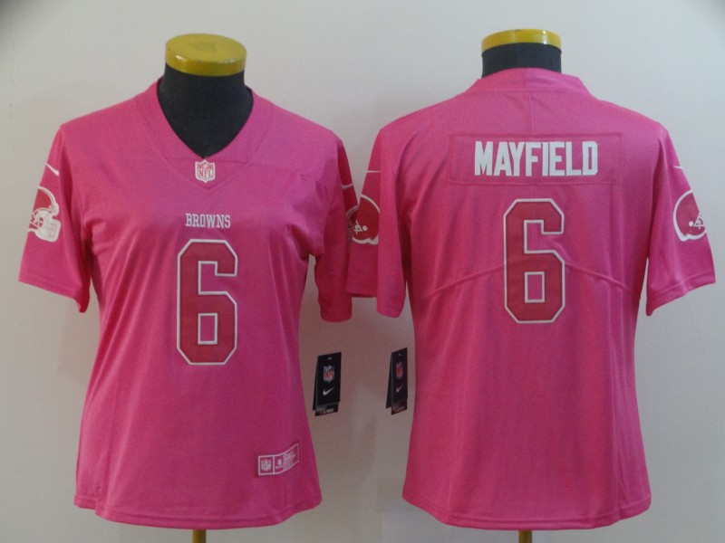 Women Cleveland Browns #6 Mayfield pink Nike Vapor Untouchable Limited NFL Jersey